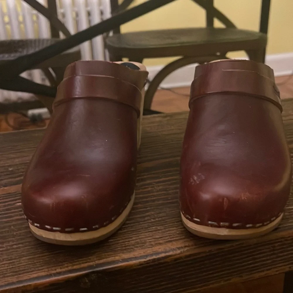 Swedish Hasbeens Toffel Mules Clogs Slip On Leather Heeled - Picture 2 of 7